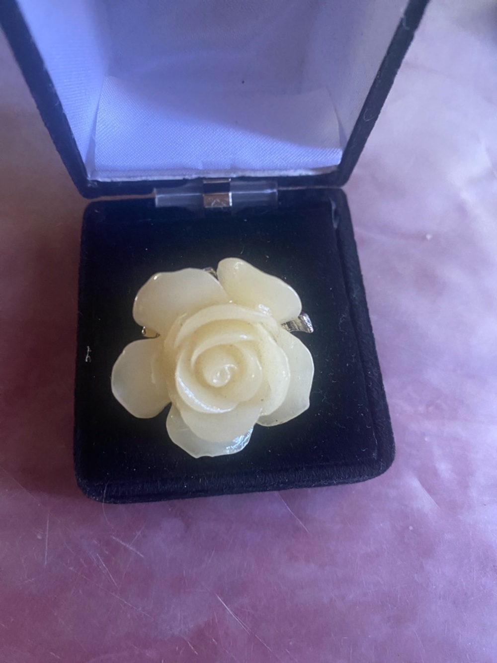 Handcrafted Cream Rose Cocktail Ring - Women Jewelry